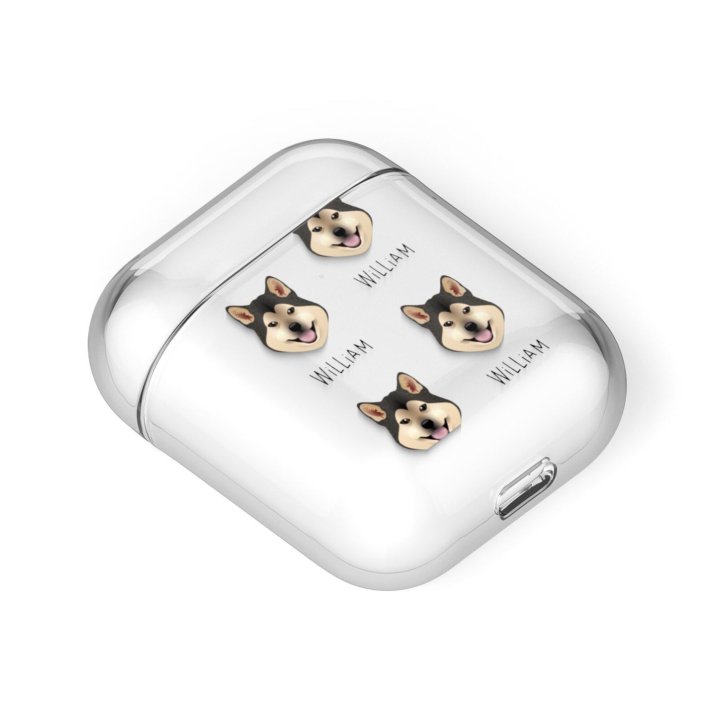 Japanese Shiba Icon with Name AirPods Case Laid Flat