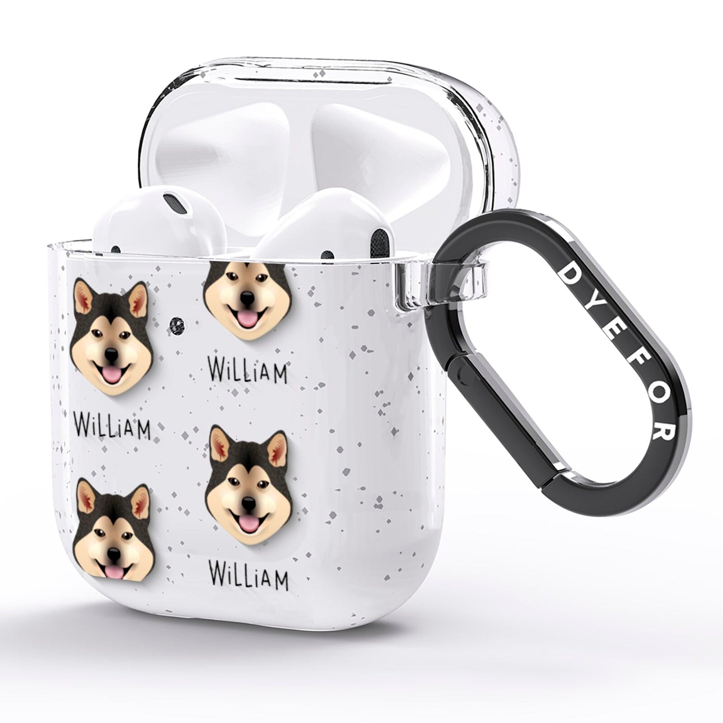 Japanese Shiba Icon with Name AirPods Glitter Case Side Image