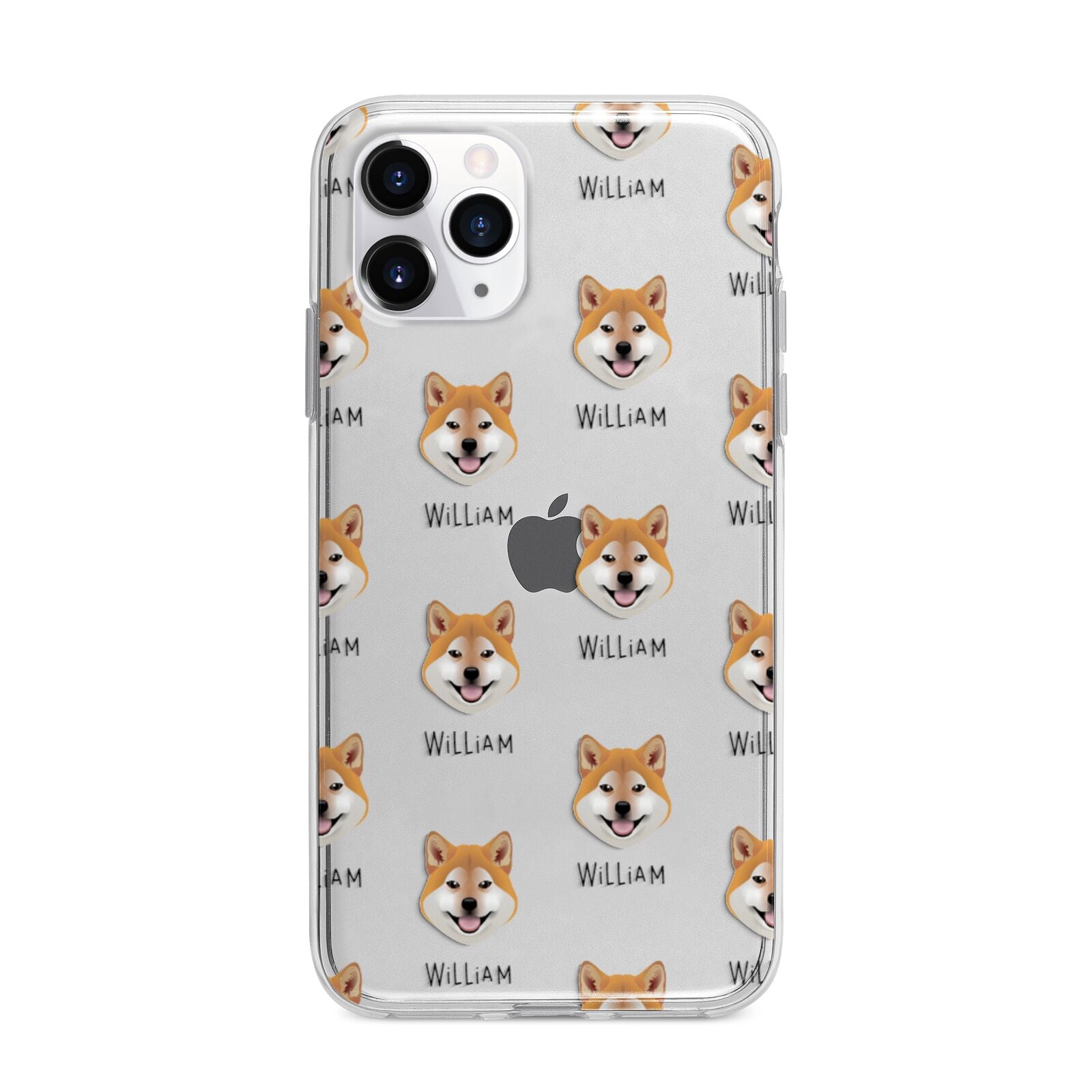 Japanese Shiba Icon with Name Apple iPhone 11 Pro in Silver with Bumper Case