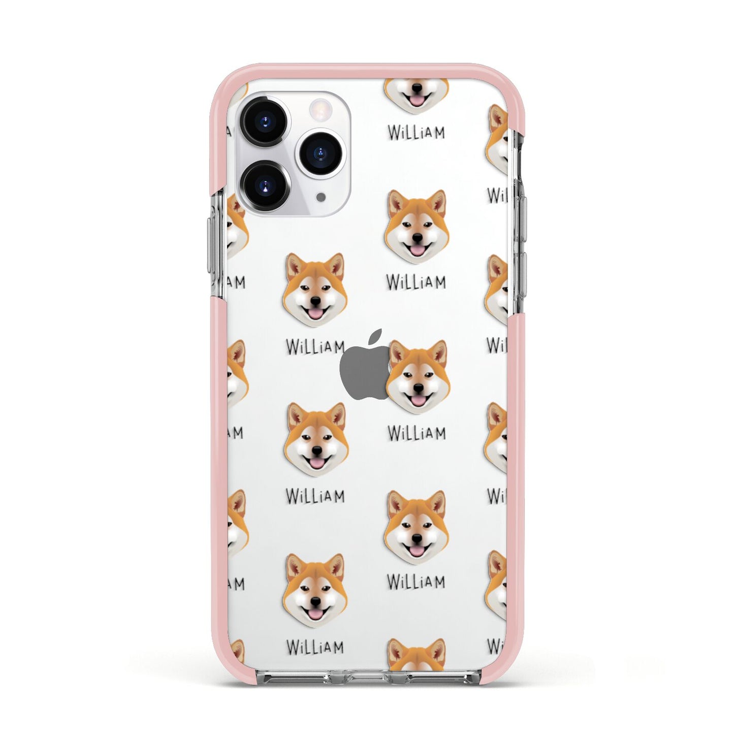 Japanese Shiba Icon with Name Apple iPhone 11 Pro in Silver with Pink Impact Case