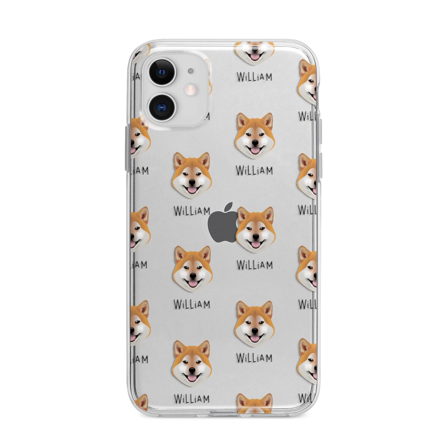Japanese Shiba Icon with Name Apple iPhone 11 in White with Bumper Case