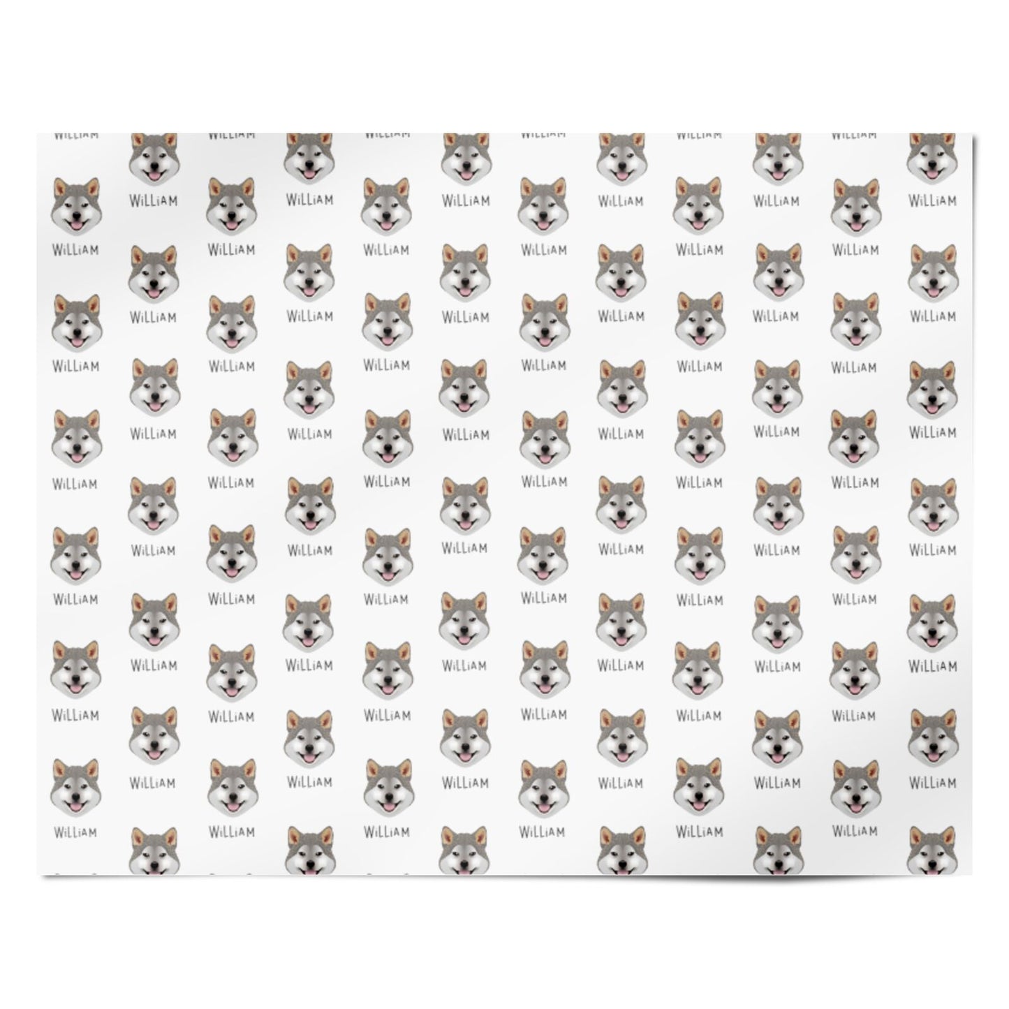 Japanese Shiba Icon with Name Personalised Wrapping Paper Alternative