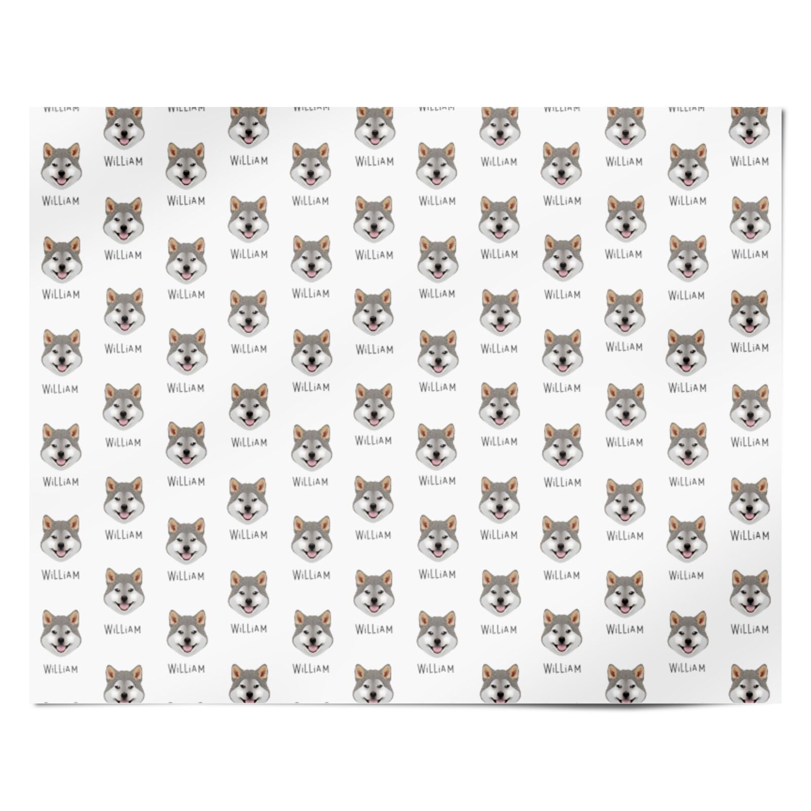 Japanese Shiba Icon with Name Personalised Wrapping Paper Alternative