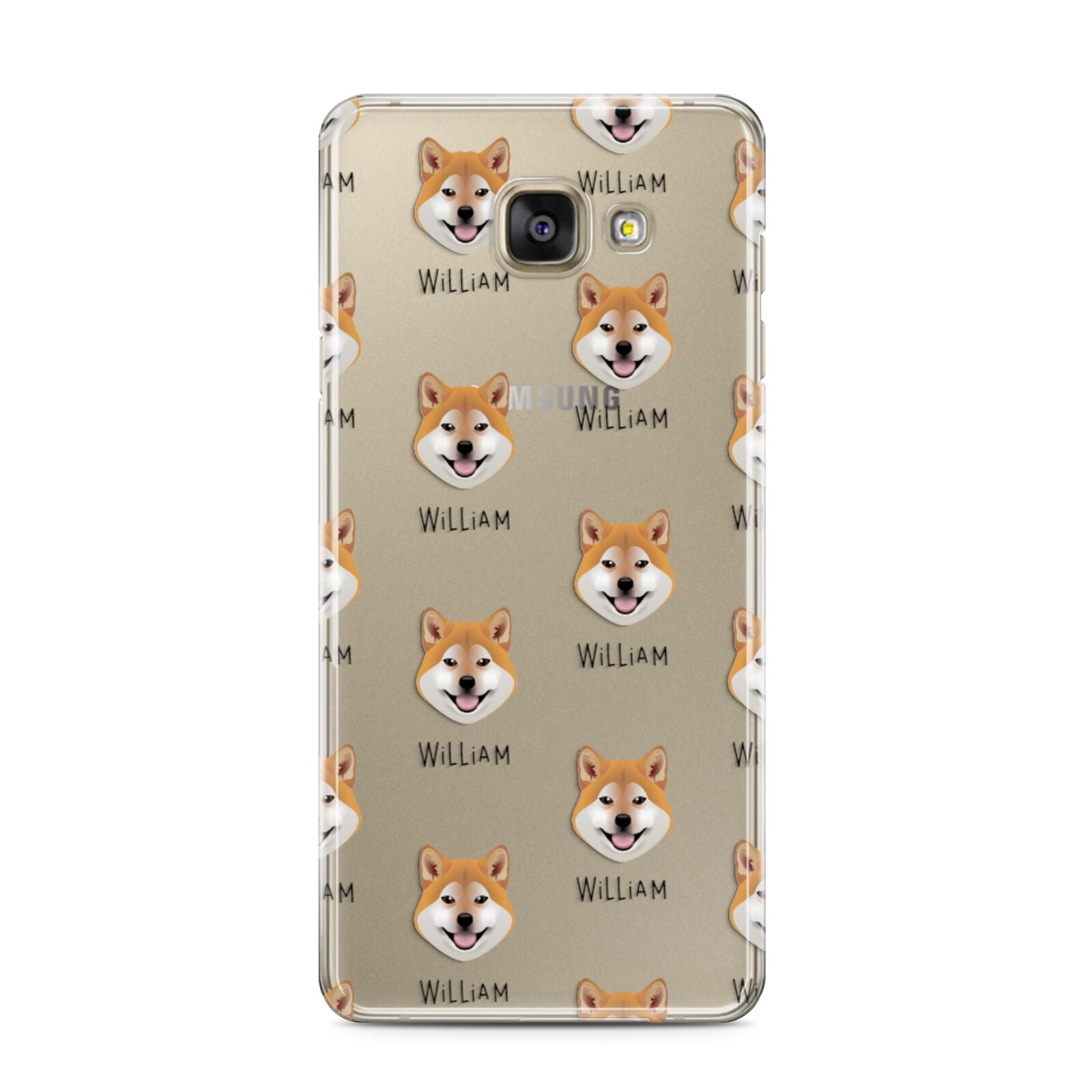 Japanese Shiba Icon with Name Samsung Galaxy A3 2016 Case on gold phone