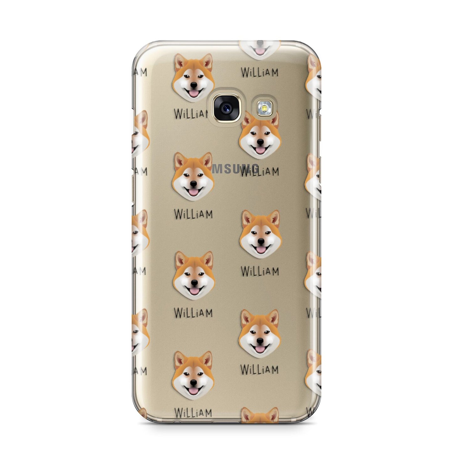 Japanese Shiba Icon with Name Samsung Galaxy A3 2017 Case on gold phone