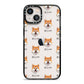 Japanese Shiba Icon with Name iPhone 13 Black Impact Case on Silver phone
