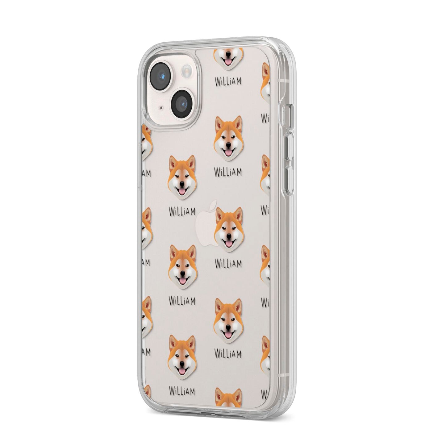Japanese Shiba Icon with Name iPhone 14 Plus Clear Tough Case Starlight Angled Image