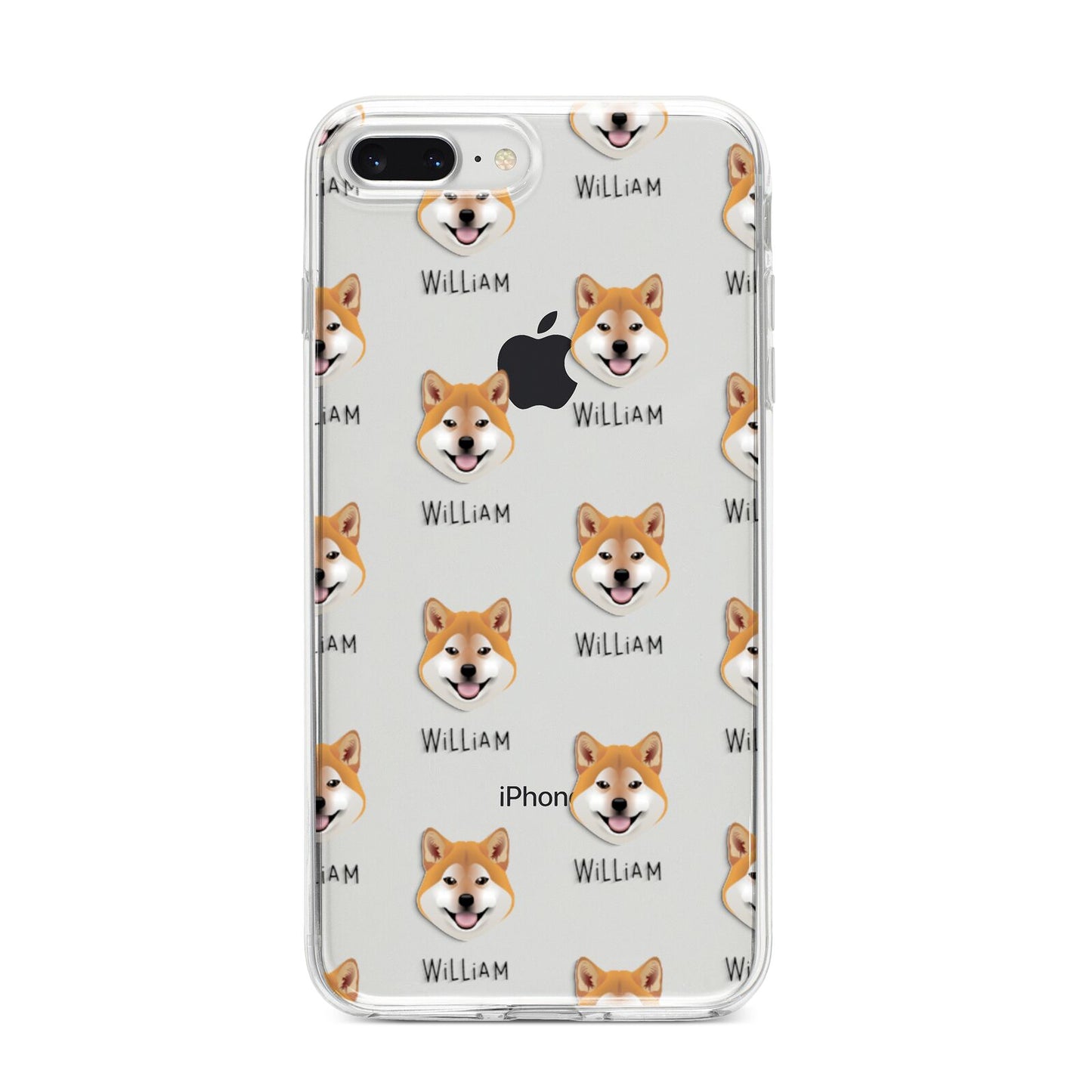Japanese Shiba Icon with Name iPhone 8 Plus Bumper Case on Silver iPhone