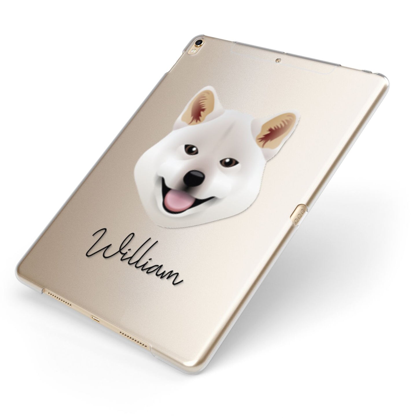 Japanese Shiba Personalised Apple iPad Case on Gold iPad Side View