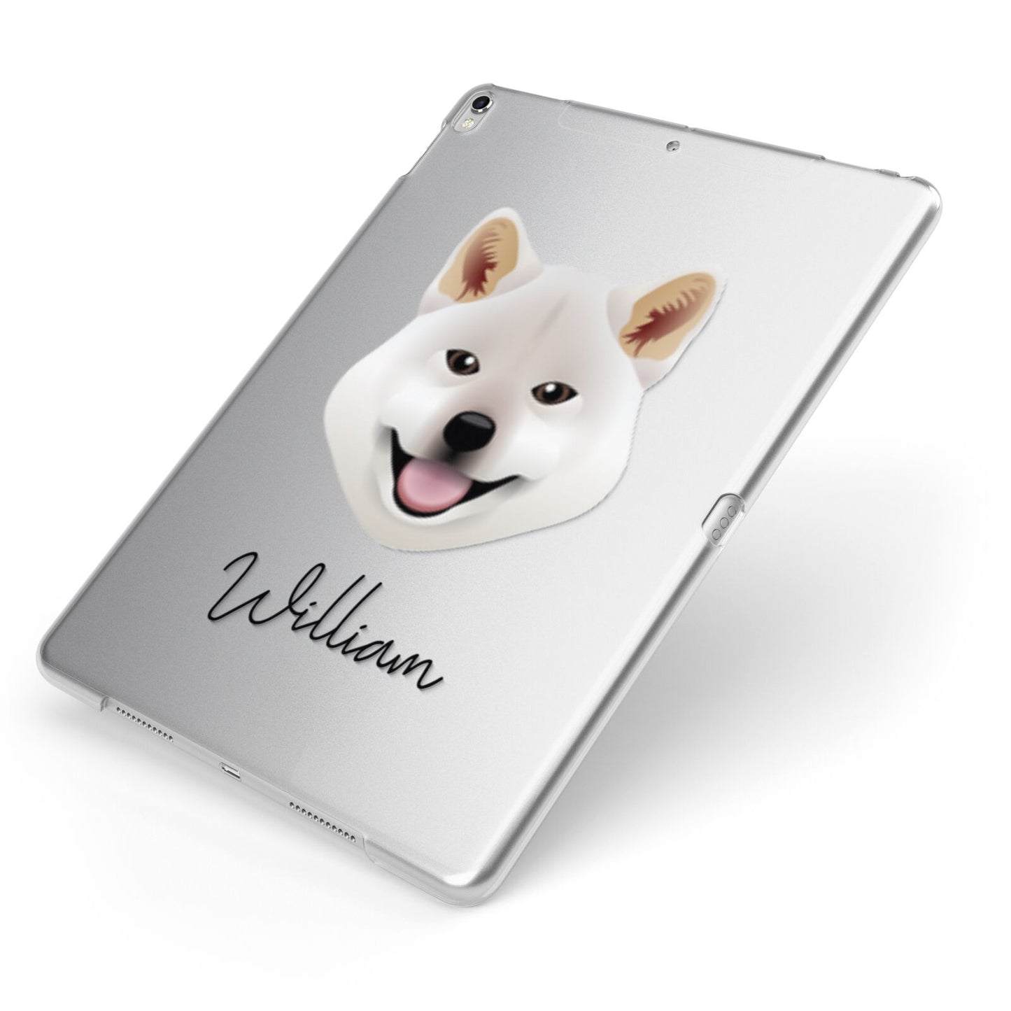 Japanese Shiba Personalised Apple iPad Case on Silver iPad Side View