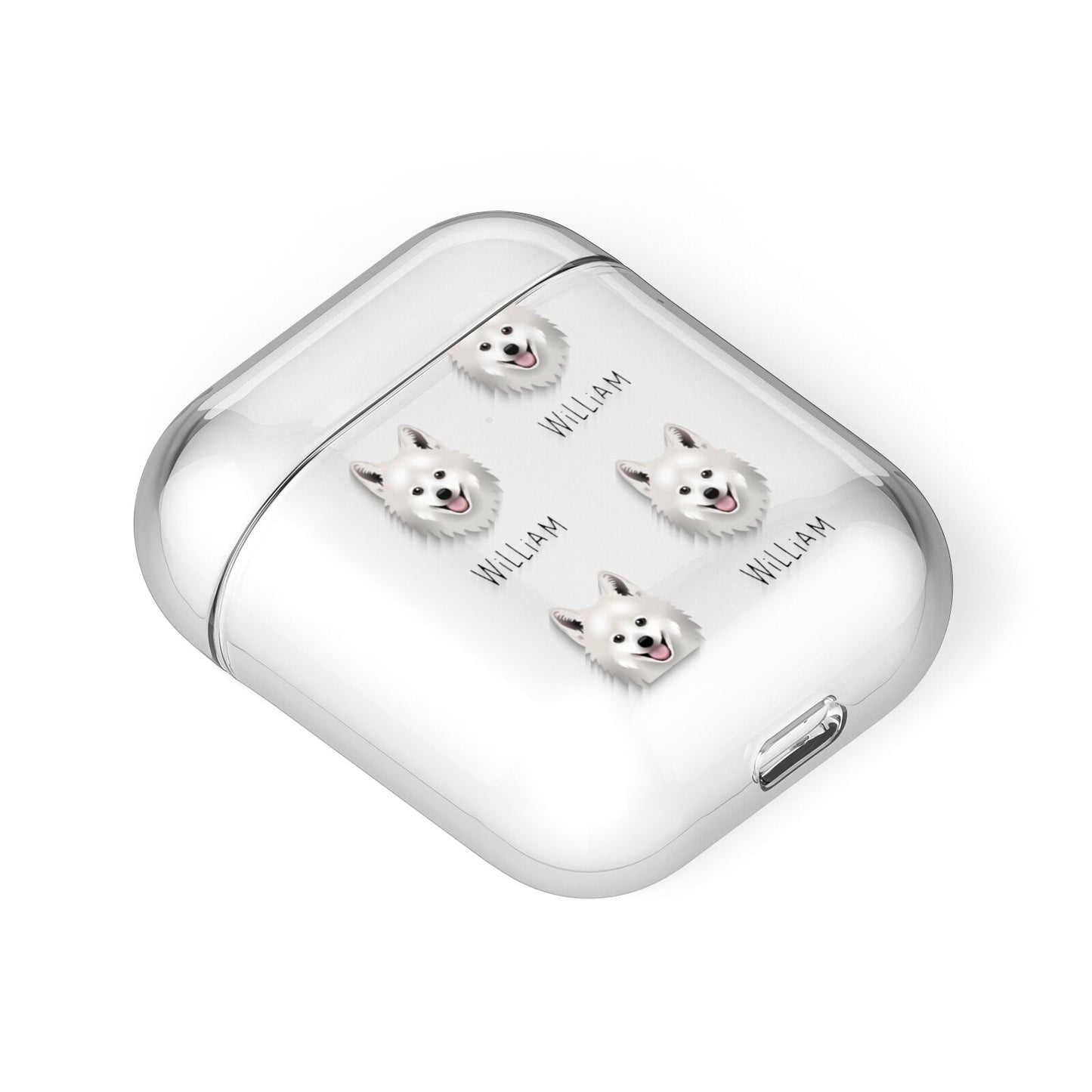 Japanese Spitz Icon with Name AirPods Case Laid Flat