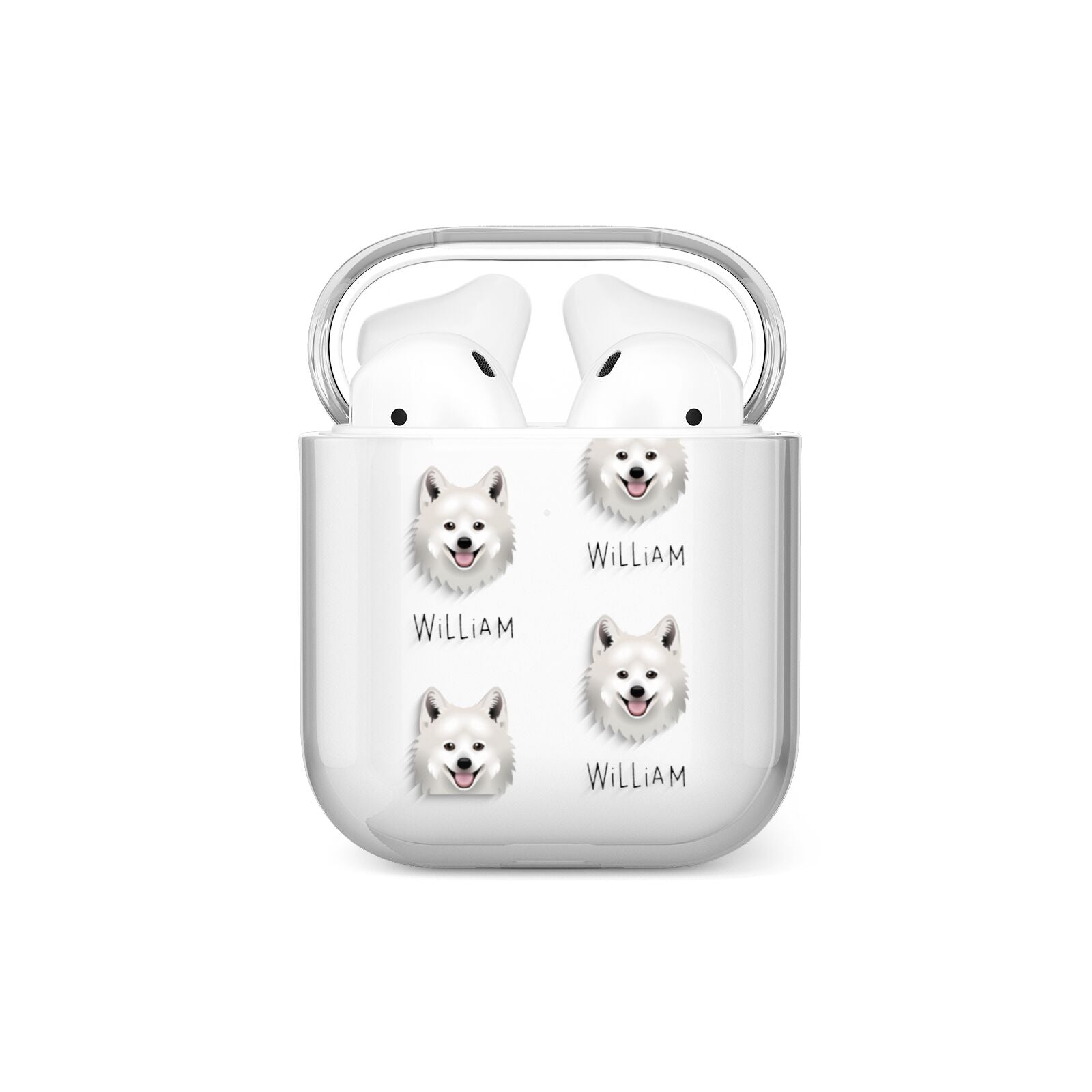 Japanese Spitz Icon with Name AirPods Case