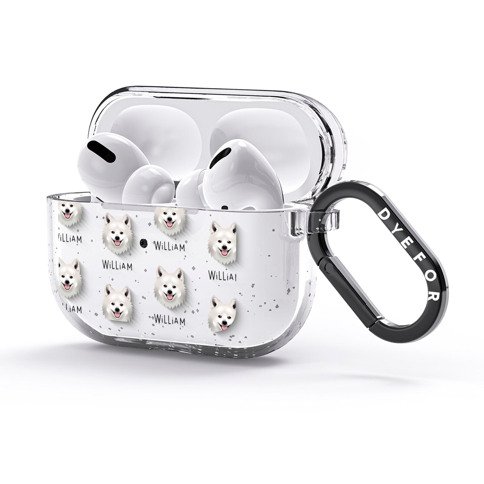Japanese Spitz Icon with Name AirPods Glitter Case 3rd Gen Side Image