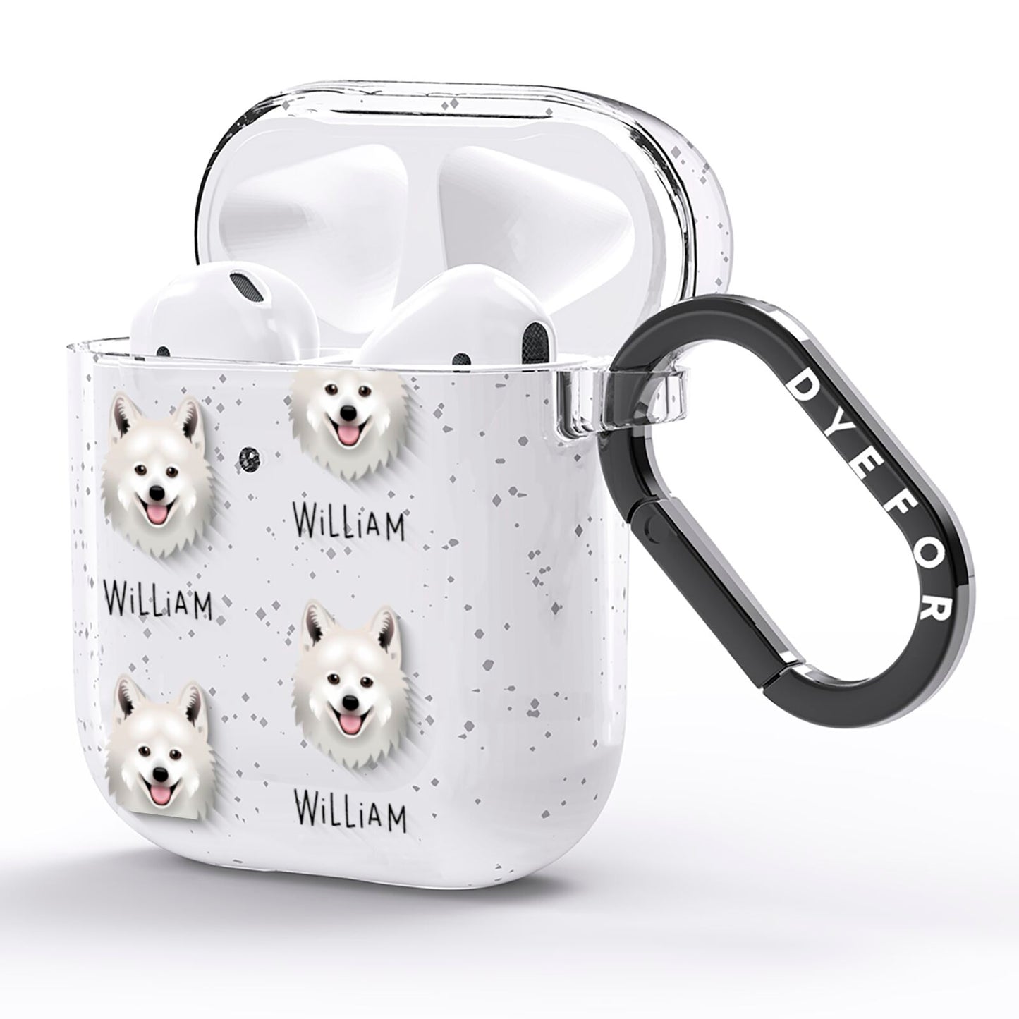 Japanese Spitz Icon with Name AirPods Glitter Case Side Image