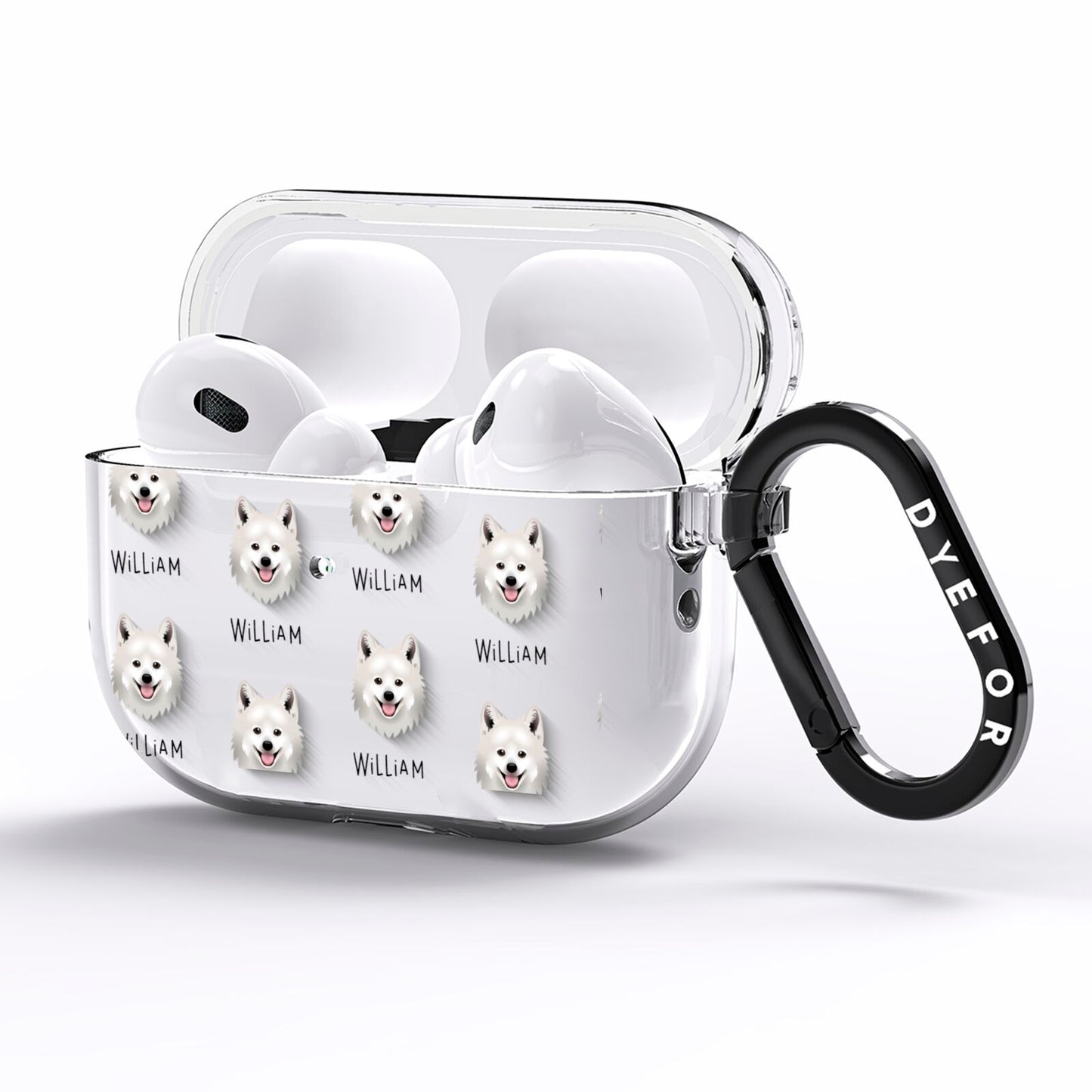Japanese Spitz Icon with Name AirPods Pro Clear Case Side Image