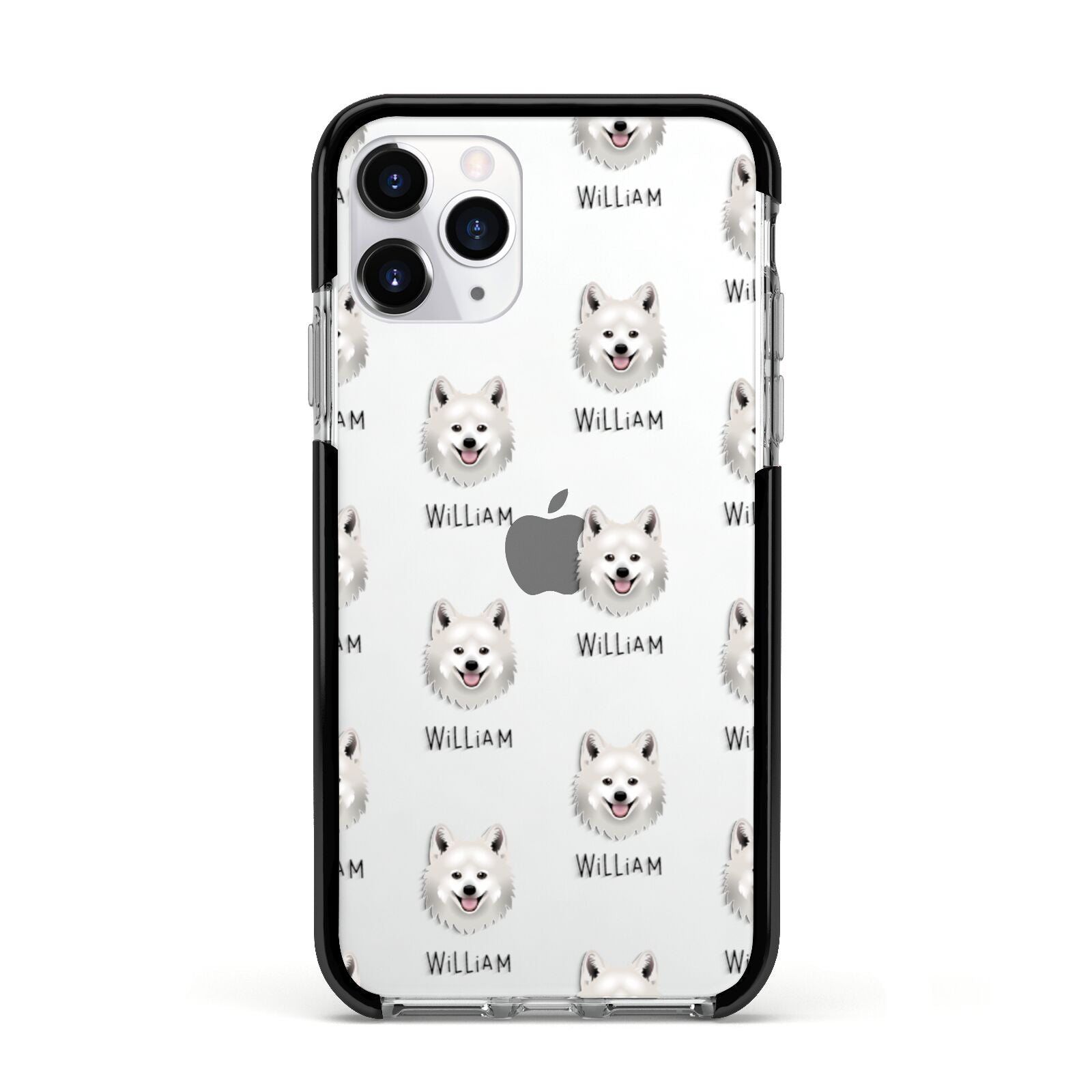 Japanese Spitz Icon with Name Apple iPhone 11 Pro in Silver with Black Impact Case