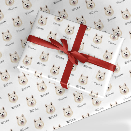 Japanese Spitz Icon with Name Custom Wrapping Paper