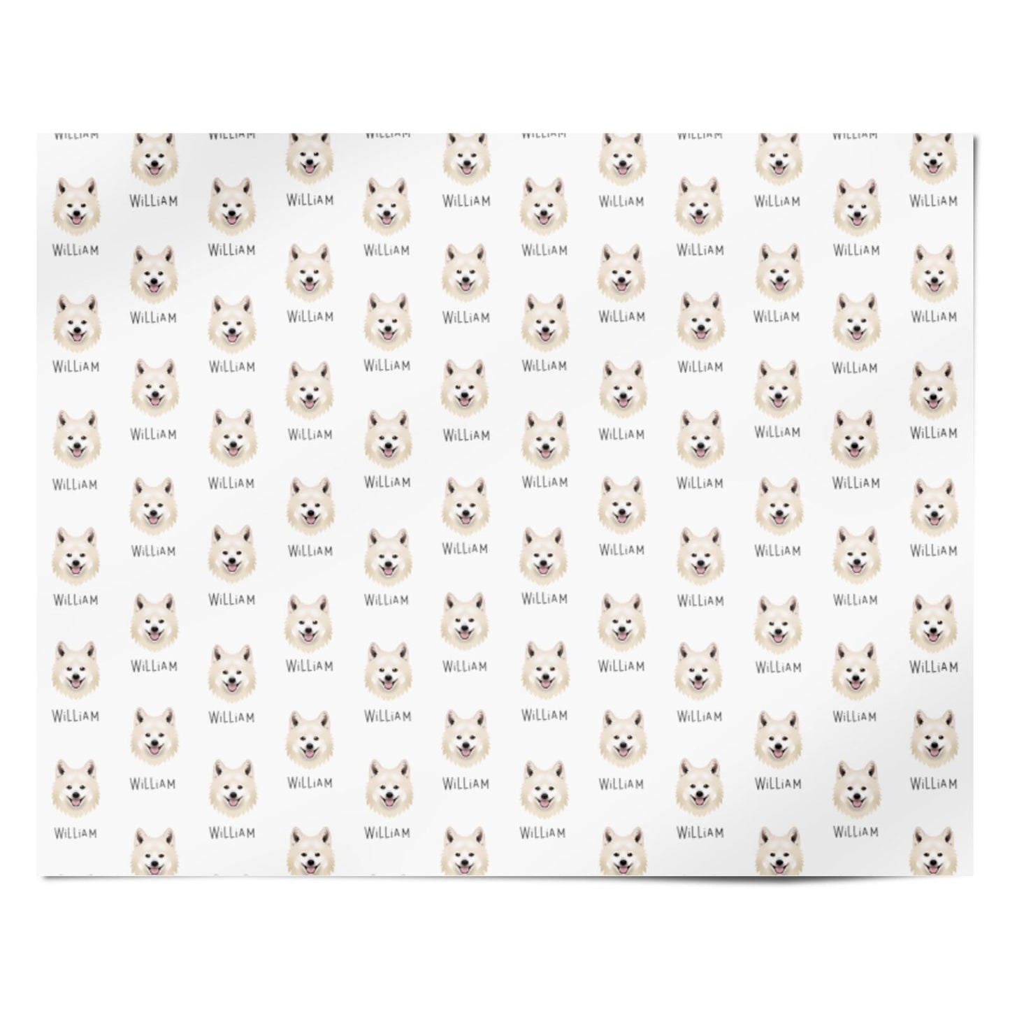 Japanese Spitz Icon with Name Personalised Wrapping Paper Alternative