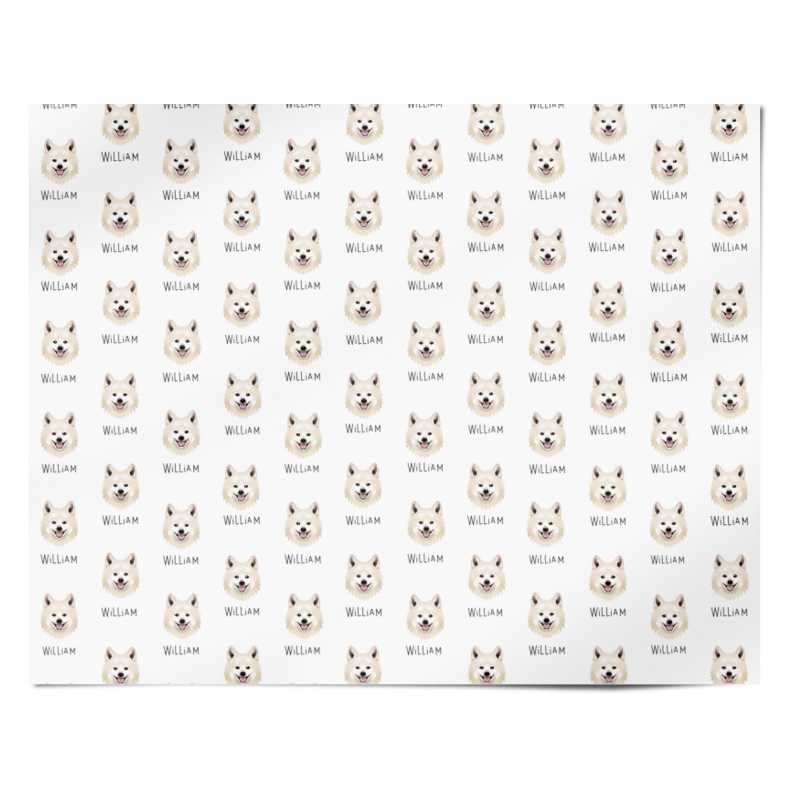 Japanese Spitz Icon with Name Personalised Wrapping Paper Alternative