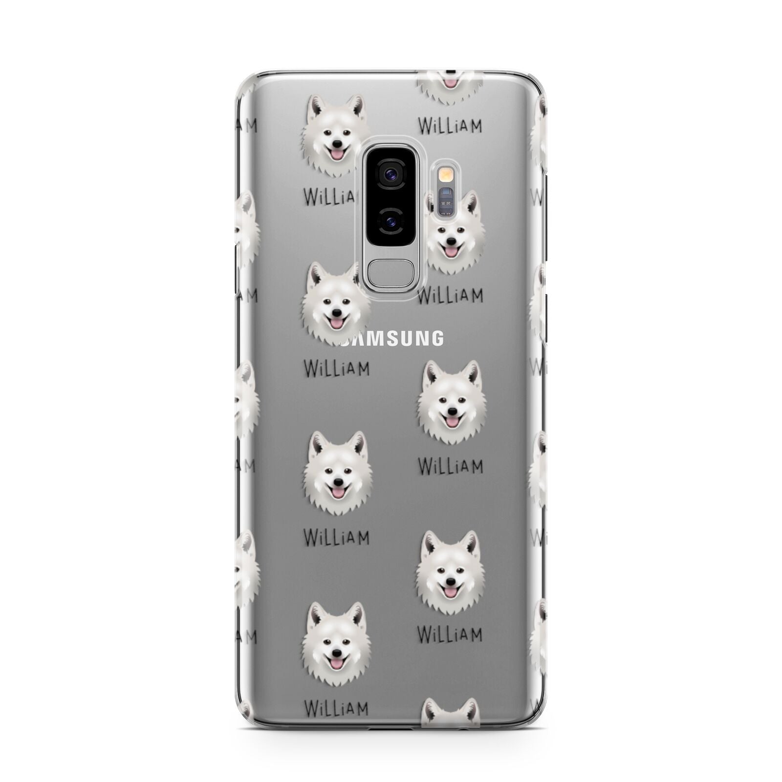 Japanese Spitz Icon with Name Samsung Galaxy S9 Plus Case on Silver phone