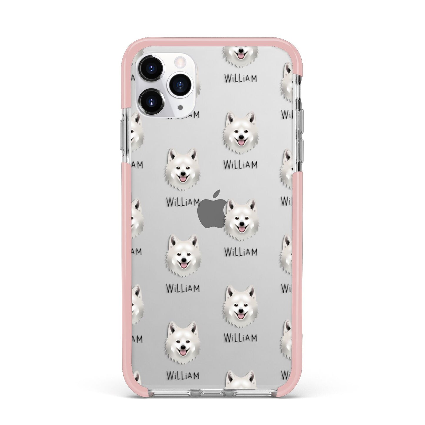 Japanese Spitz Icon with Name iPhone 11 Pro Max Impact Pink Edge Case