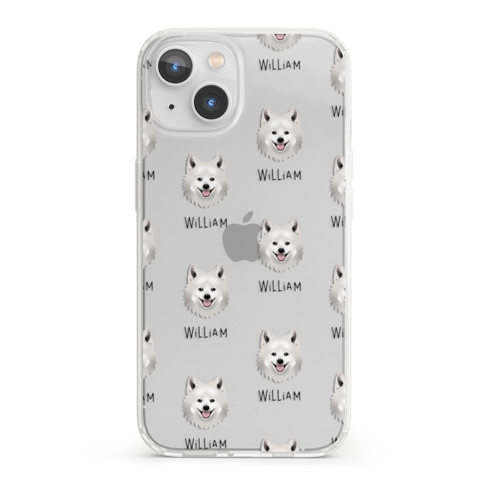 Japanese Spitz Icon with Name iPhone 13 Clear Bumper Case