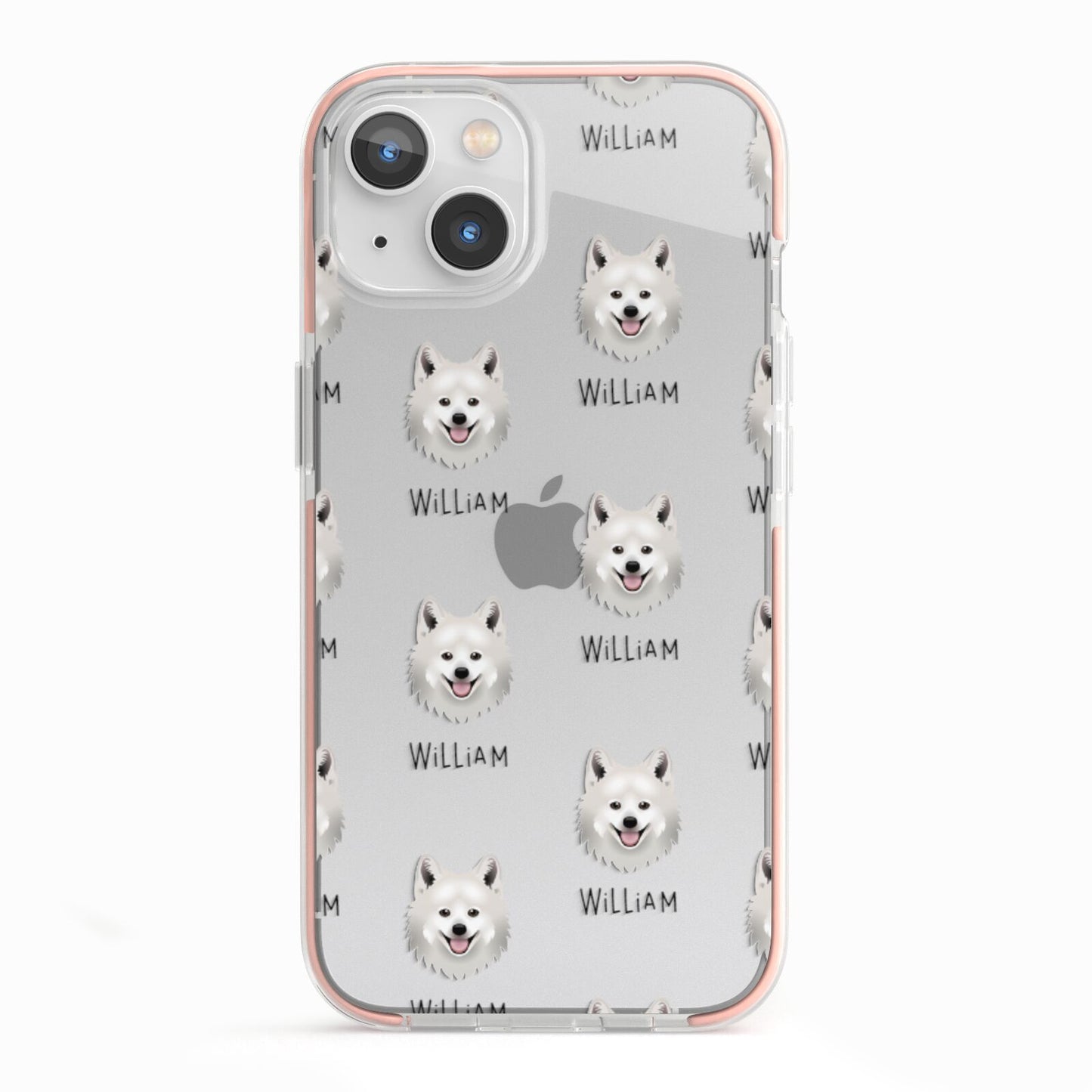 Japanese Spitz Icon with Name iPhone 13 TPU Impact Case with Pink Edges