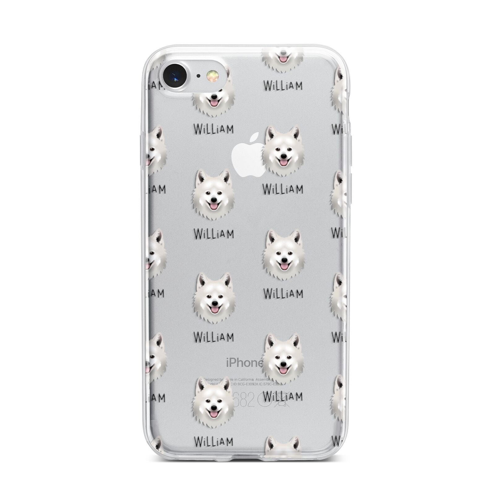 Japanese Spitz Icon with Name iPhone 7 Bumper Case on Silver iPhone