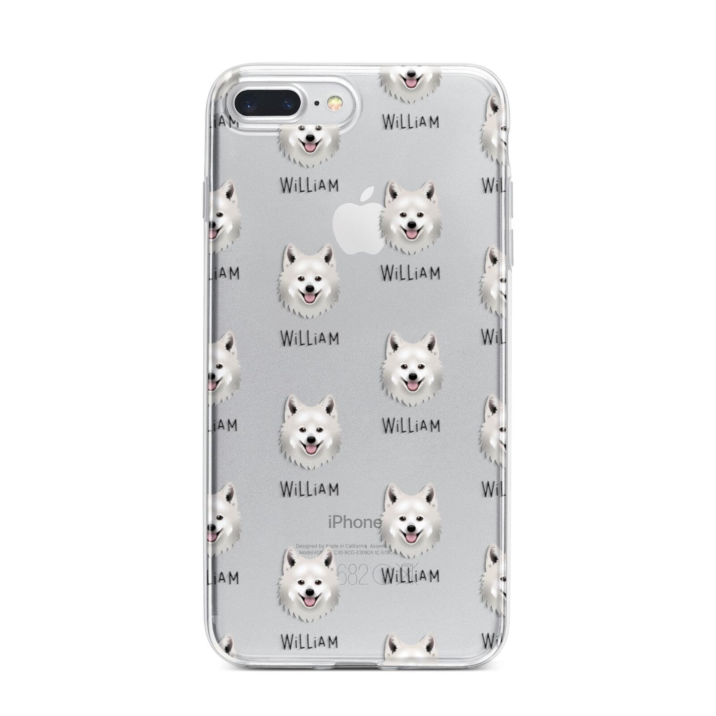 Japanese Spitz Icon with Name iPhone 7 Plus Bumper Case on Silver iPhone