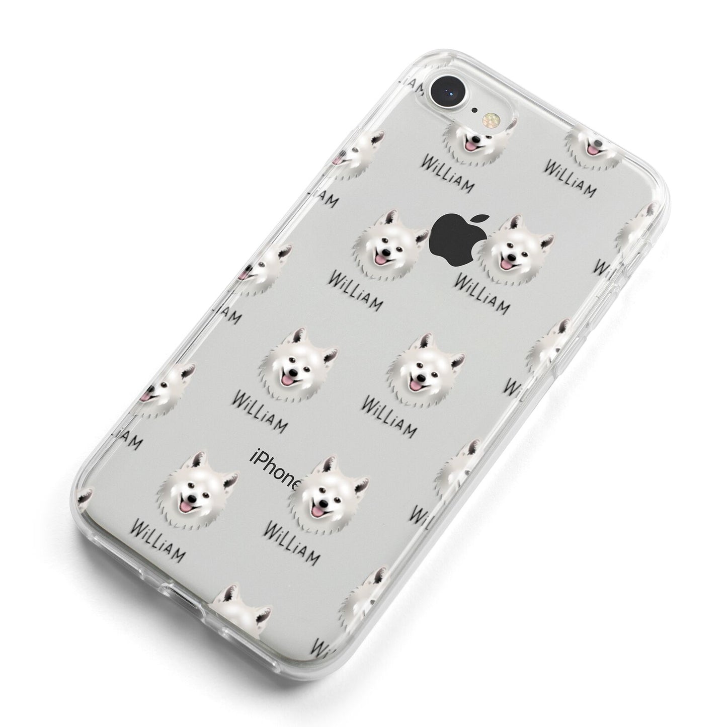 Japanese Spitz Icon with Name iPhone 8 Bumper Case on Silver iPhone Alternative Image