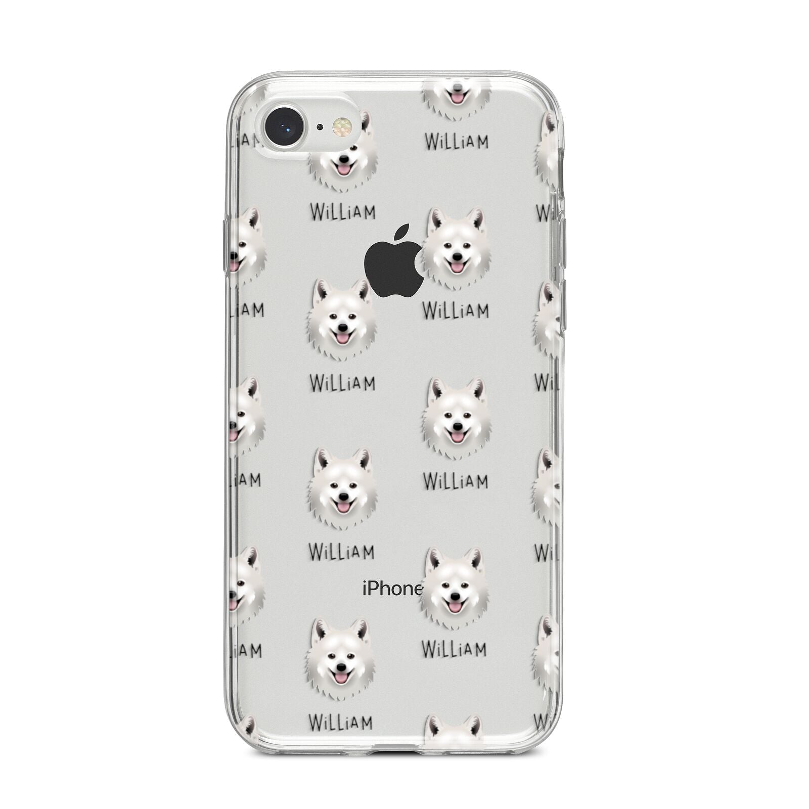 Japanese Spitz Icon with Name iPhone 8 Bumper Case on Silver iPhone