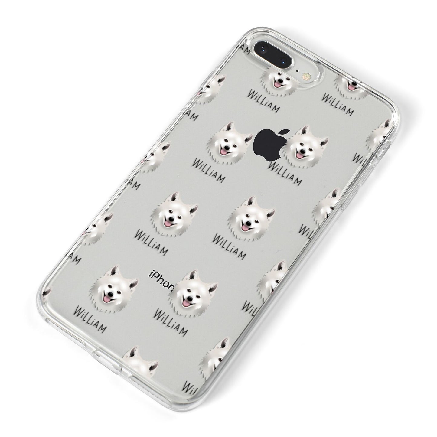 Japanese Spitz Icon with Name iPhone 8 Plus Bumper Case on Silver iPhone Alternative Image