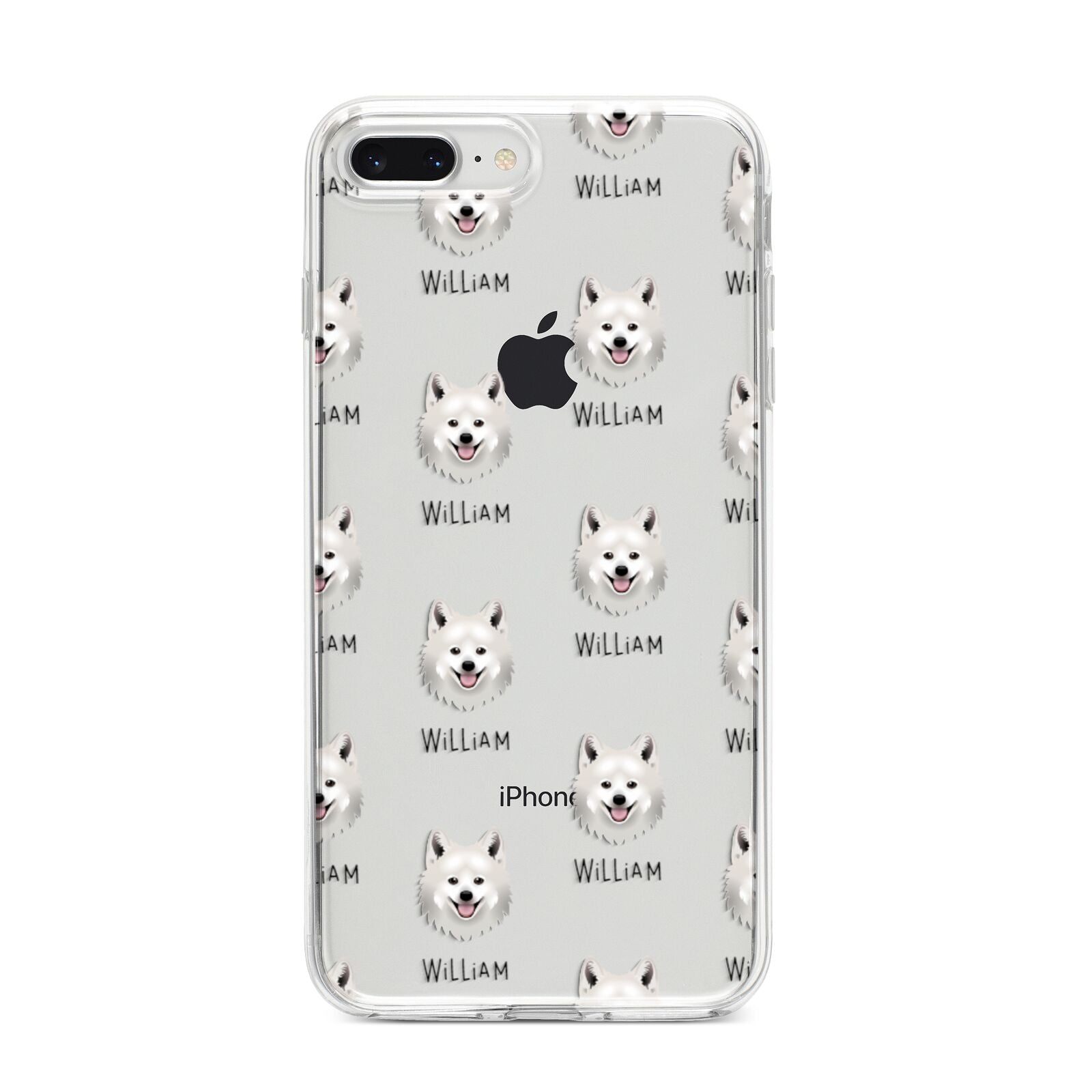 Japanese Spitz Icon with Name iPhone 8 Plus Bumper Case on Silver iPhone