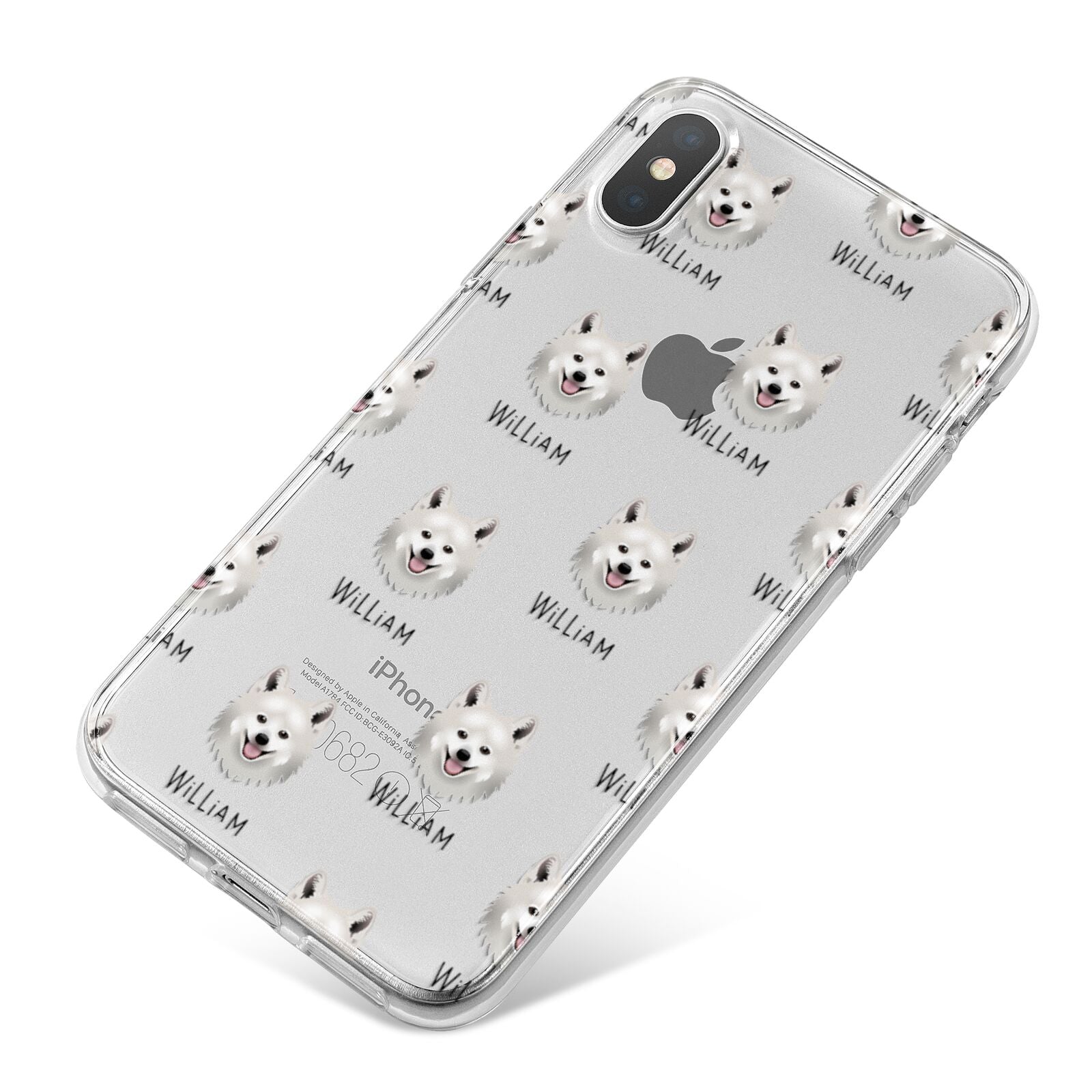 Japanese Spitz Icon with Name iPhone X Bumper Case on Silver iPhone