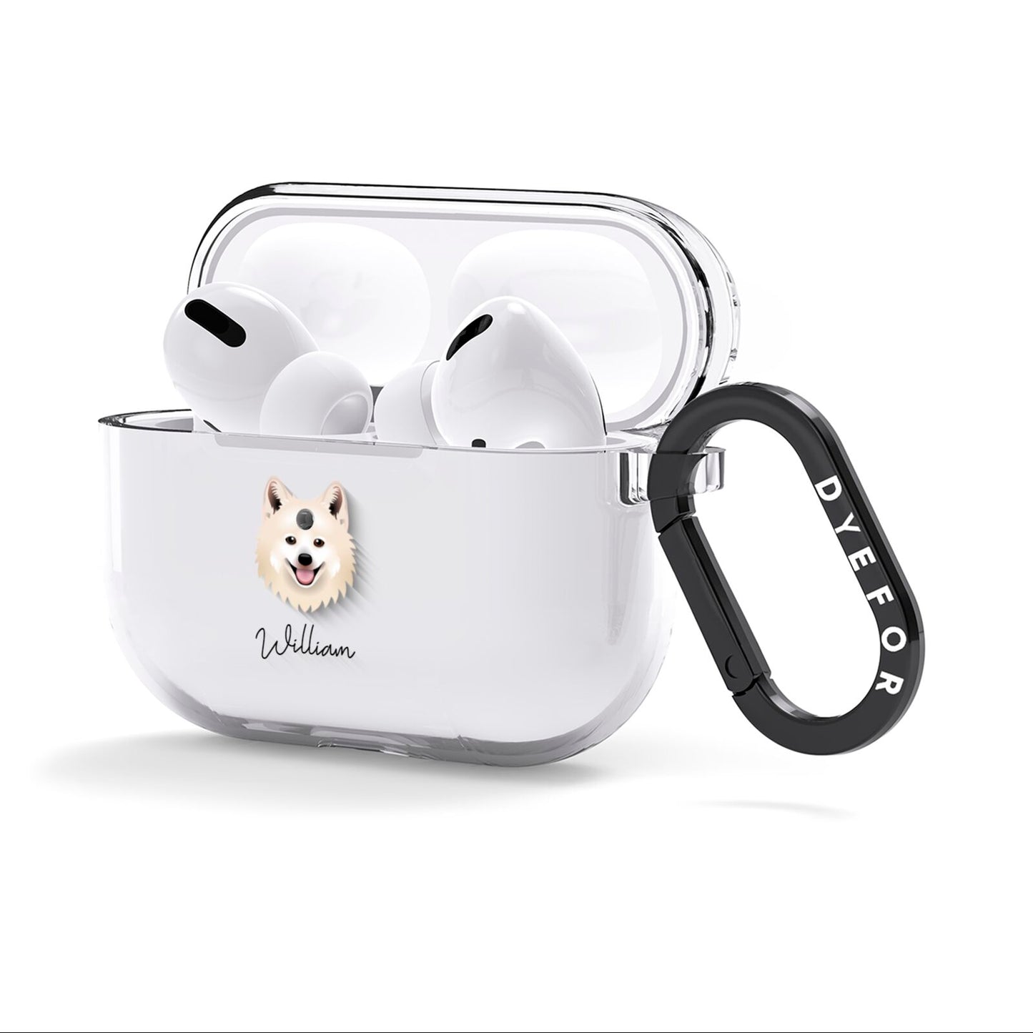 Japanese Spitz Personalised AirPods Clear Case 3rd Gen Side Image