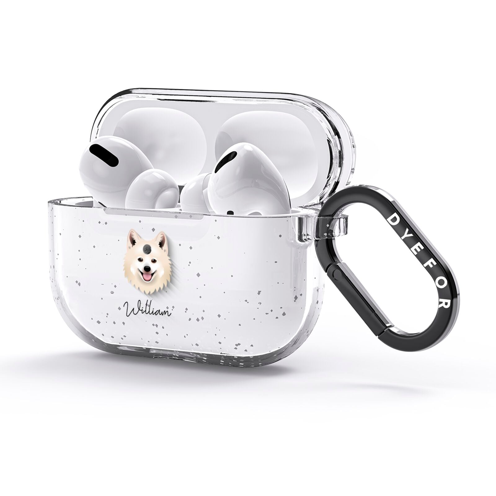 Japanese Spitz Personalised AirPods Glitter Case 3rd Gen Side Image