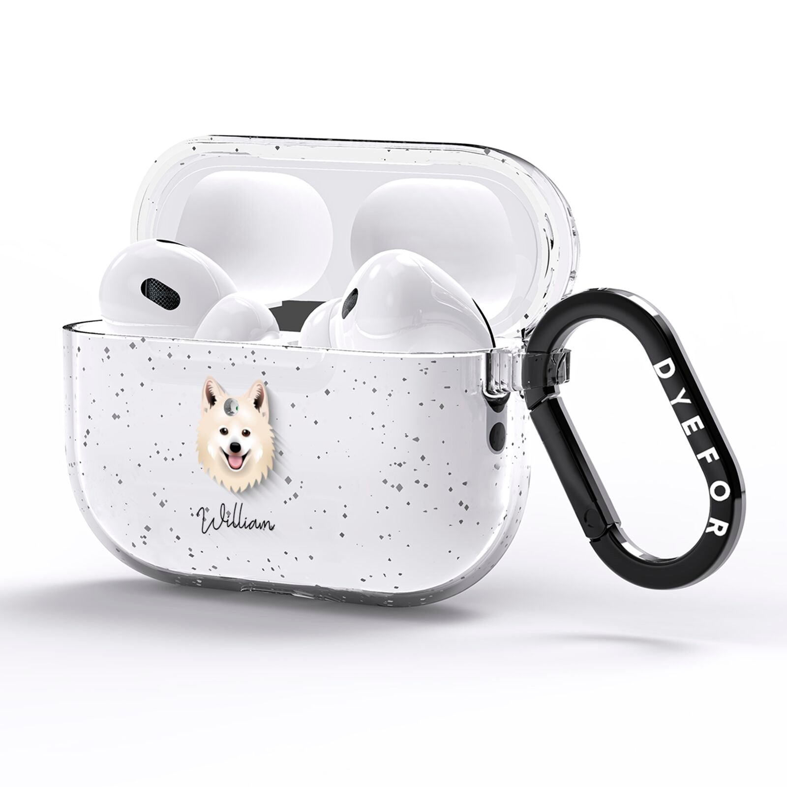 Japanese Spitz Personalised AirPods Pro Glitter Case Side Image