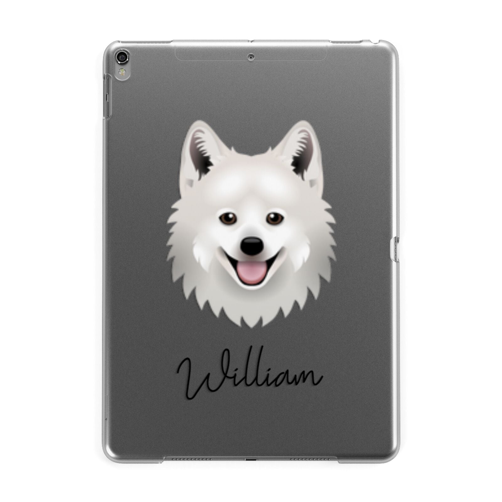 Japanese Spitz Personalised Apple iPad Grey Case