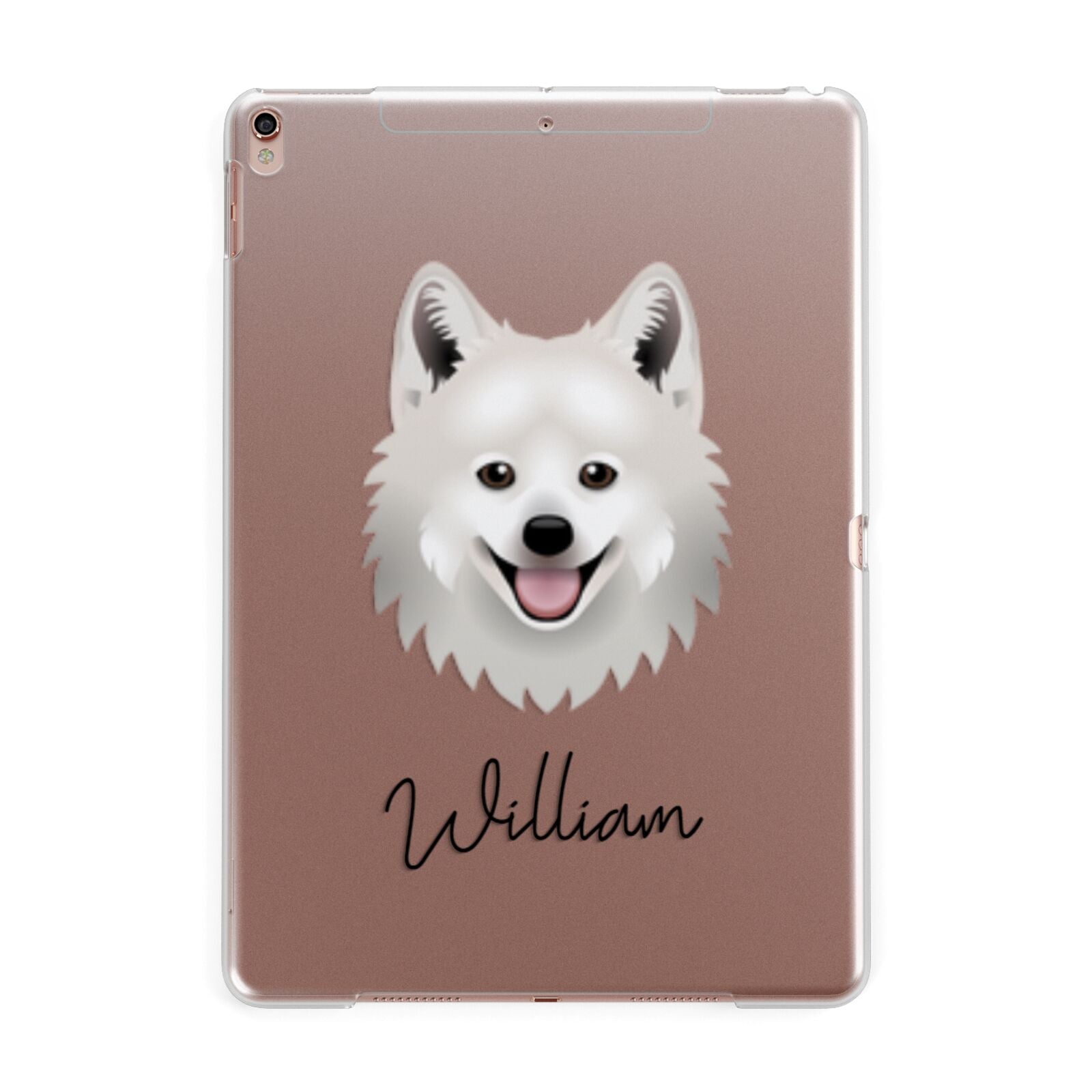 Japanese Spitz Personalised Apple iPad Rose Gold Case