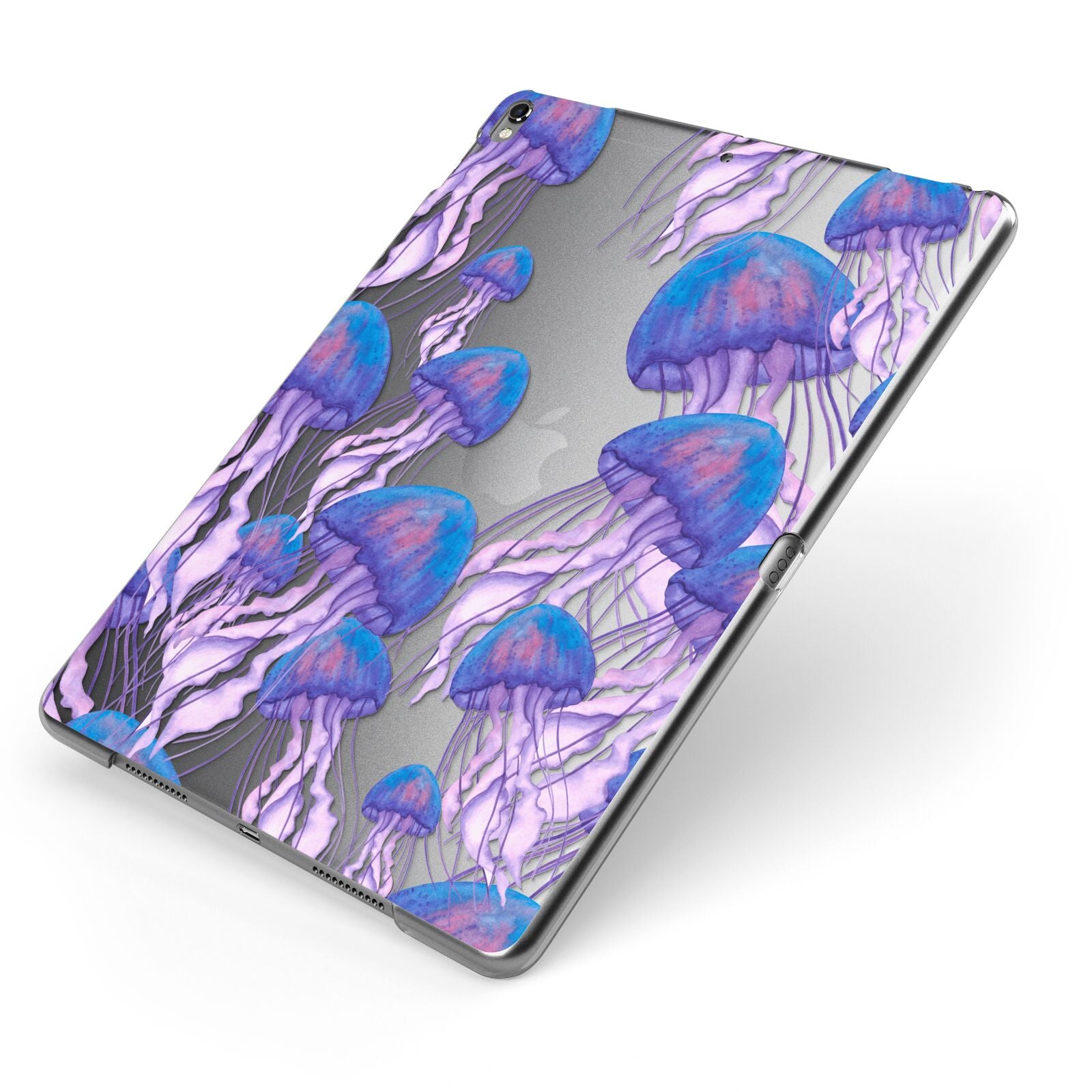 Jellyfish Apple iPad Case on Grey iPad Side View