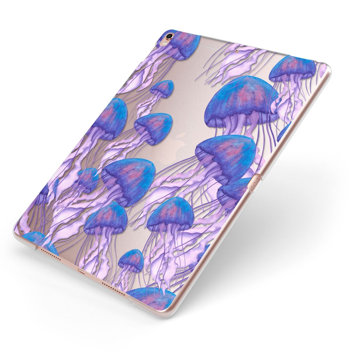 Jellyfish Apple iPad Case on Rose Gold iPad Side View