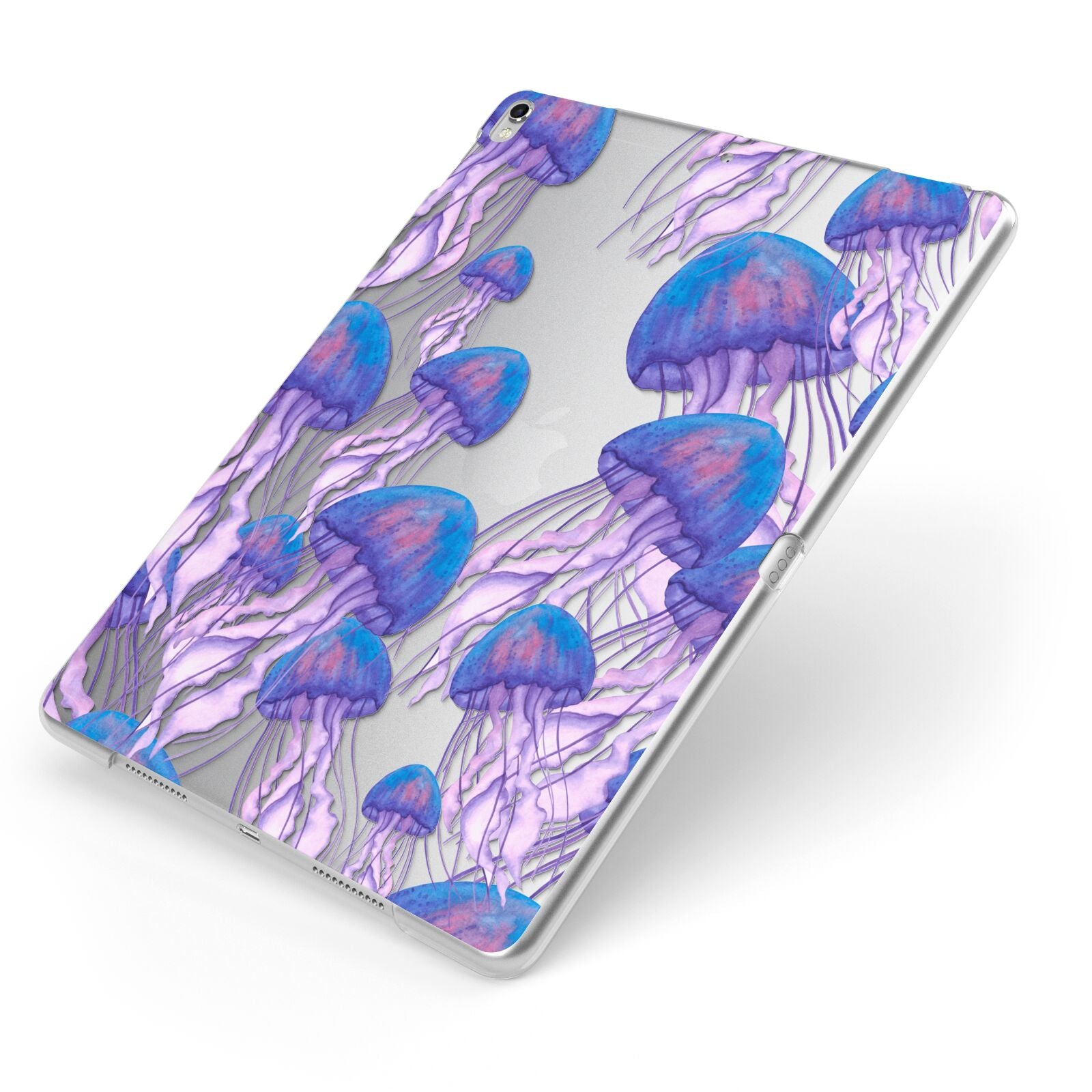 Jellyfish Apple iPad Case on Silver iPad Side View