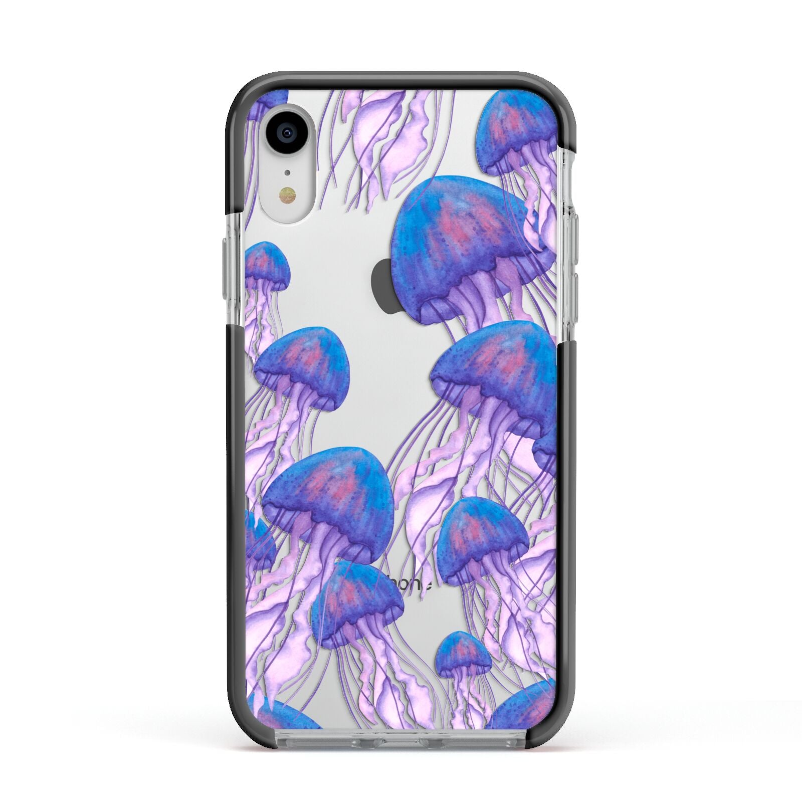 Jellyfish Apple iPhone XR Impact Case Black Edge on Silver Phone