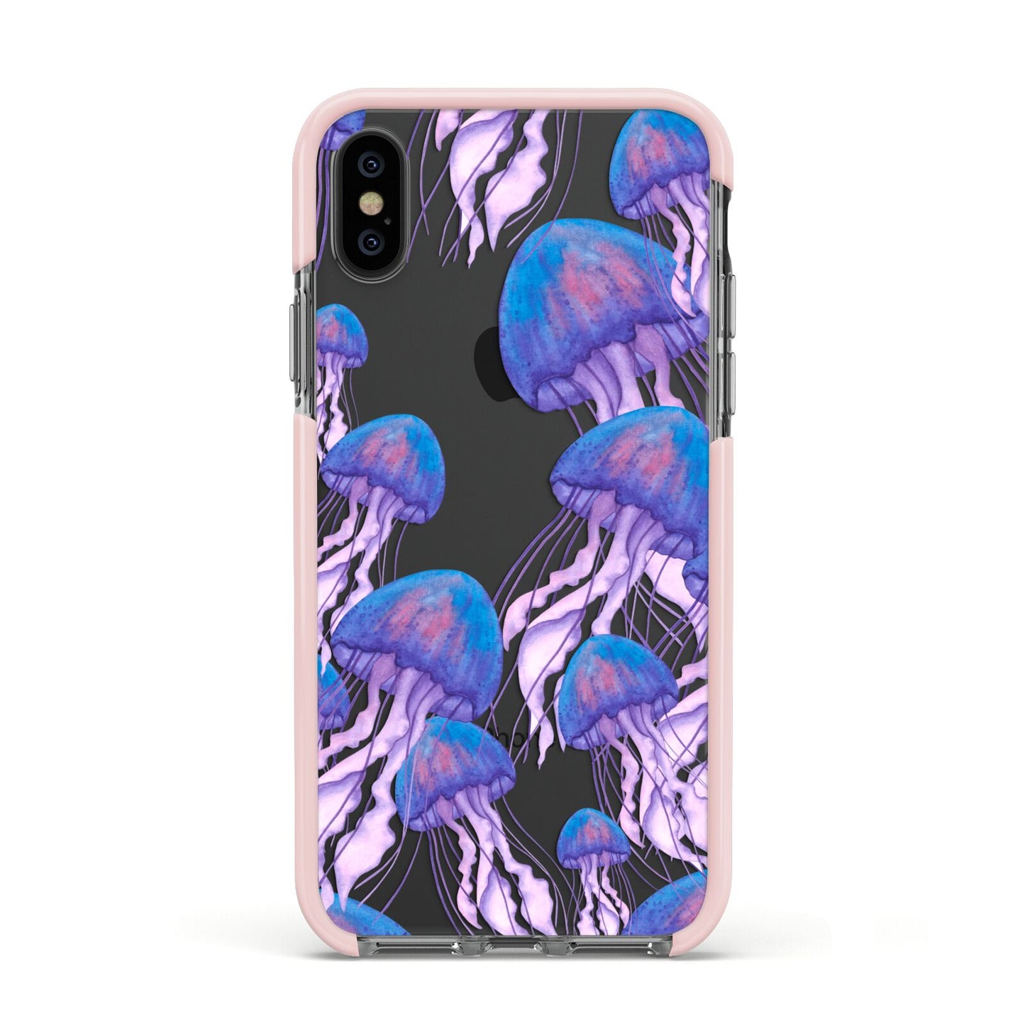 Jellyfish Apple iPhone Xs Impact Case Pink Edge on Black Phone