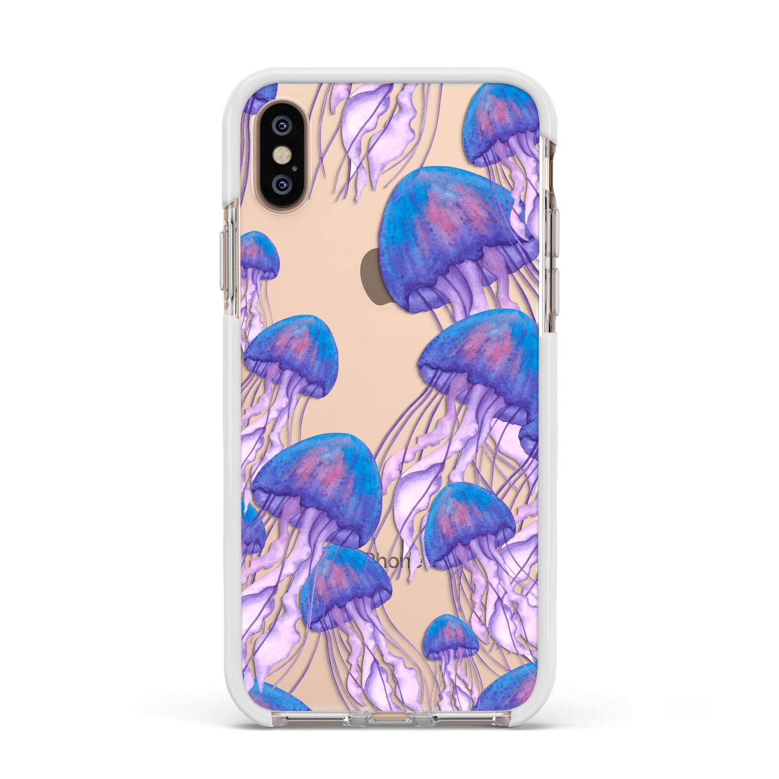 Jellyfish Apple iPhone Xs Impact Case White Edge on Gold Phone