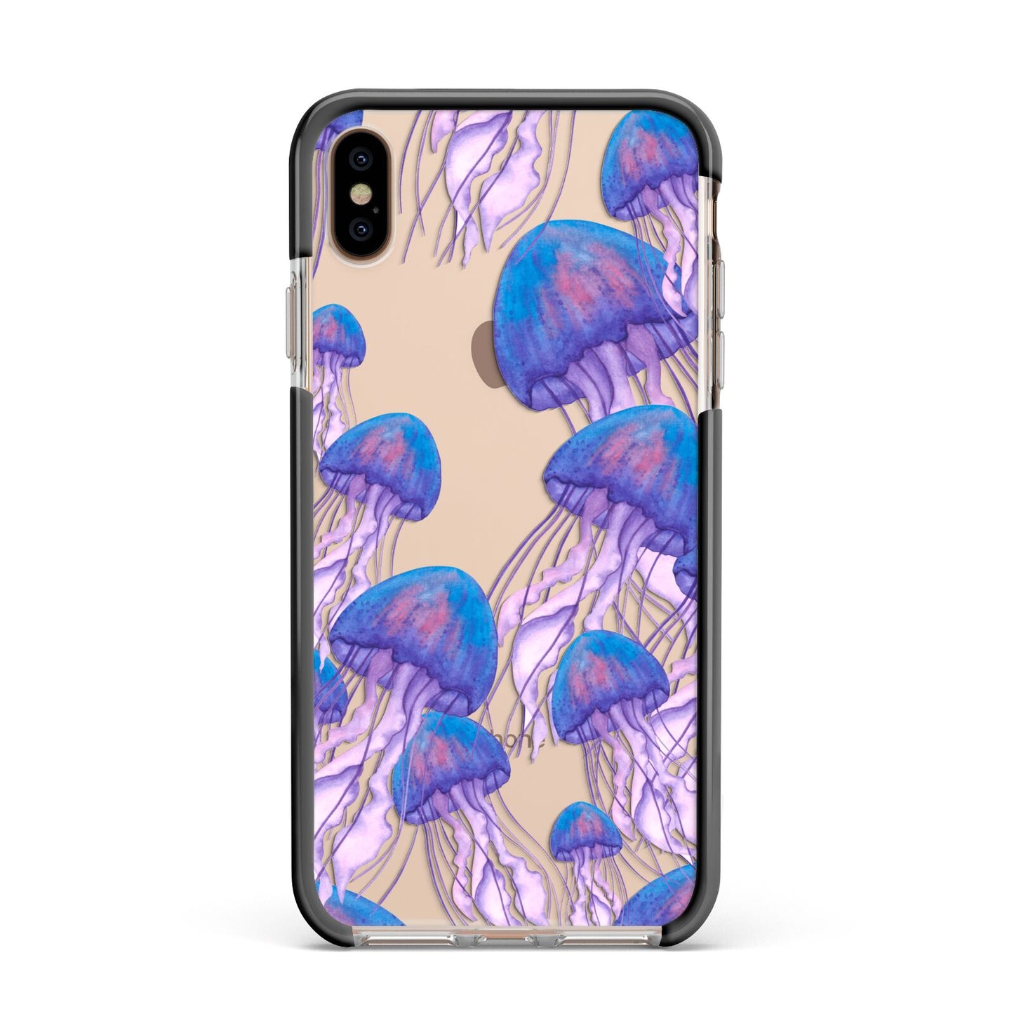 Jellyfish Apple iPhone Xs Max Impact Case Black Edge on Gold Phone