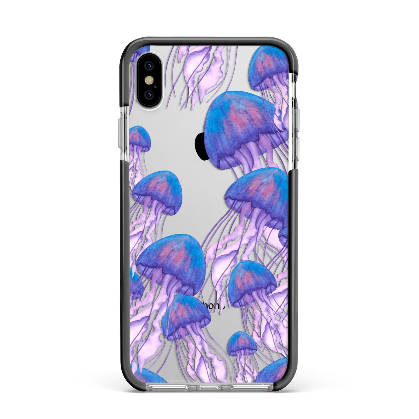 Jellyfish Apple iPhone Xs Max Impact Case Black Edge on Silver Phone