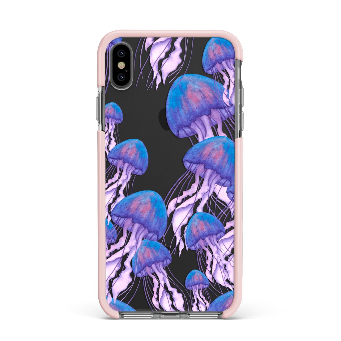 Jellyfish Apple iPhone Xs Max Impact Case Pink Edge on Black Phone