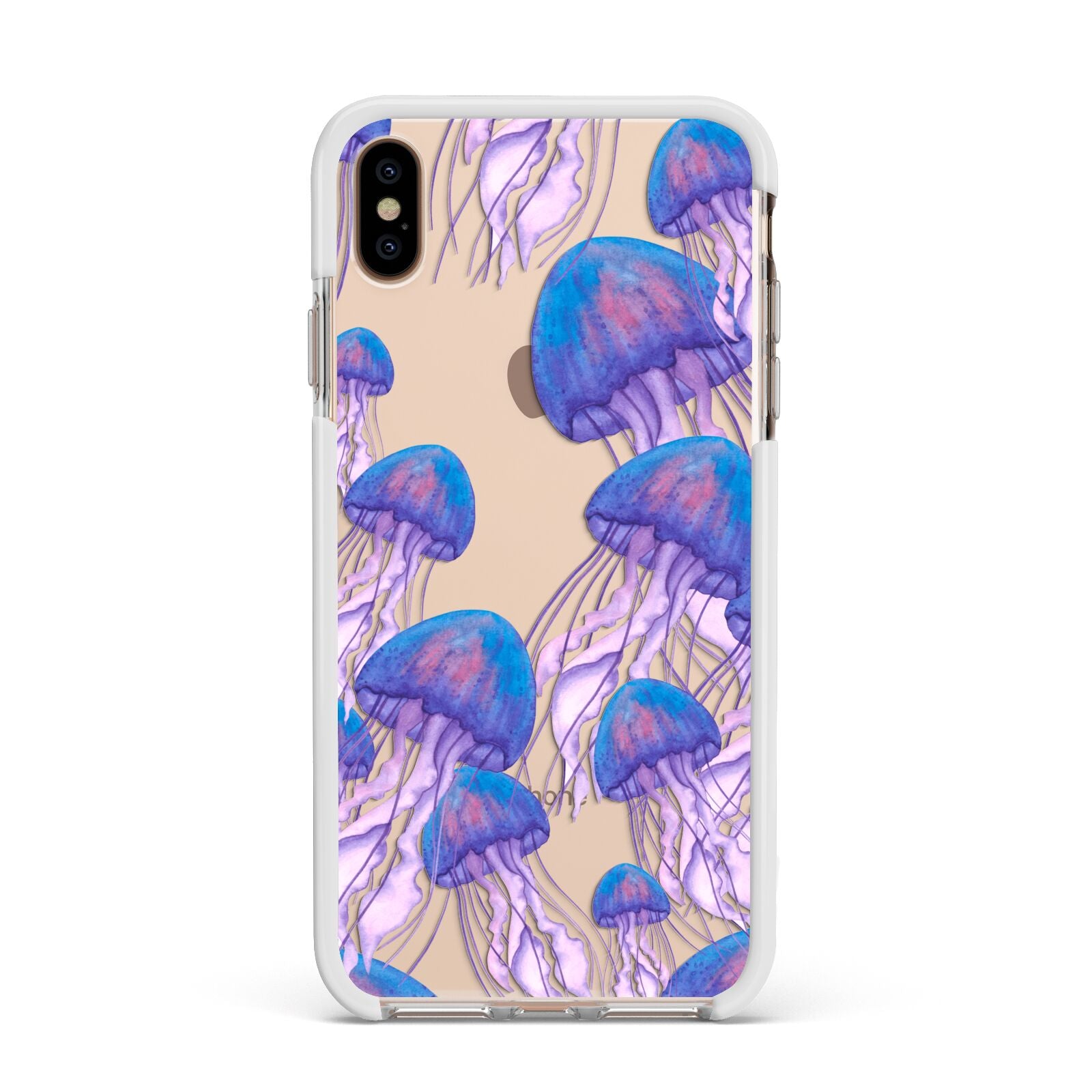 Jellyfish Apple iPhone Xs Max Impact Case White Edge on Gold Phone