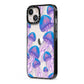 Jellyfish iPhone 13 Black Impact Case Side Angle on Silver phone